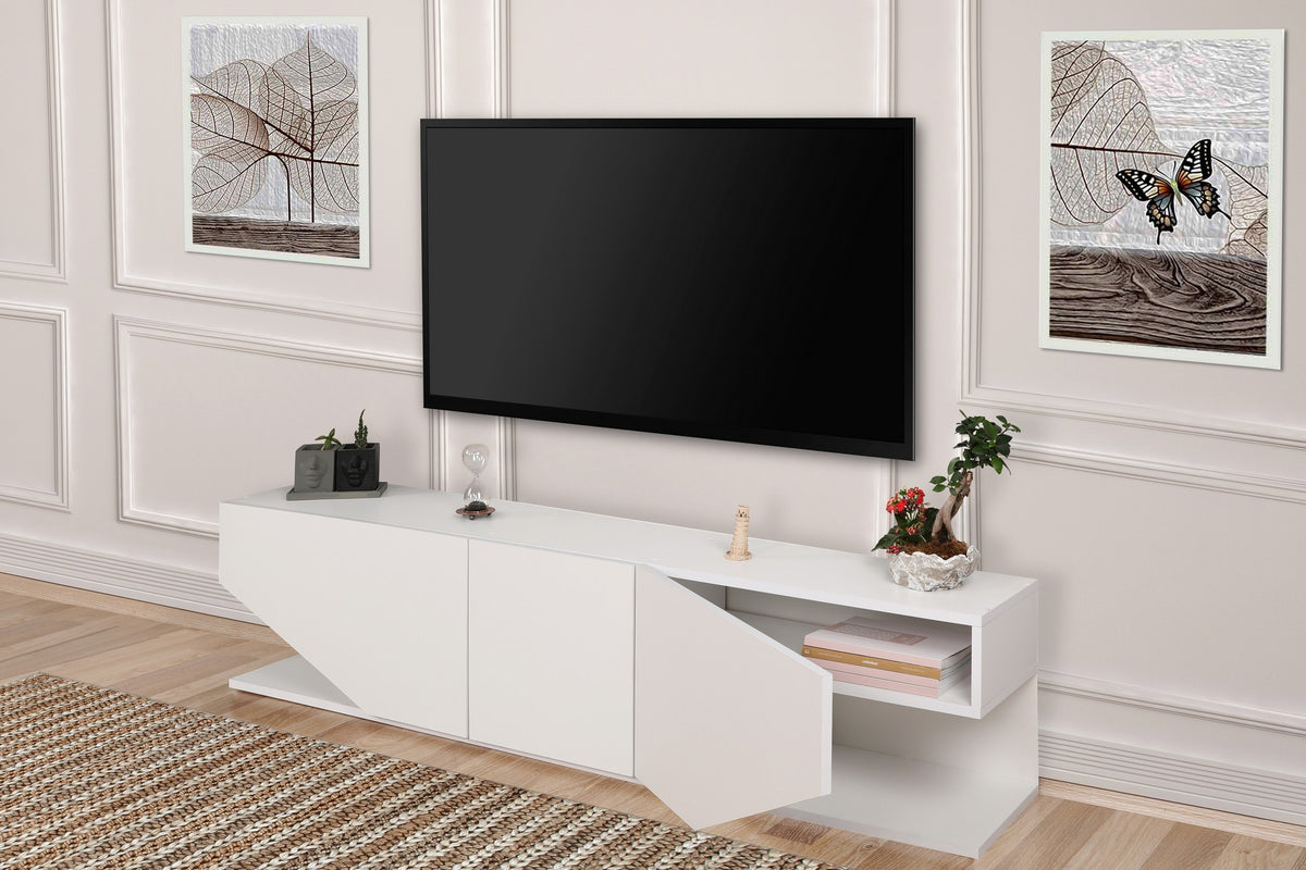 Έπιπλο Τηλεόρασης TV Βάση Σύνθεση Λευκό | 788DEC3055