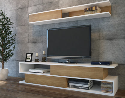 Έπιπλο Τηλεόρασης TV Βάση Σύνθεση Λευκό Teak | 788DEC3062