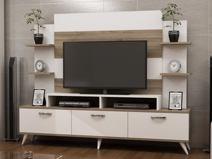 Έπιπλο Τηλεόρασης TV Βάση Σύνθεση Λευκό Καρυδί | 788DEC3075