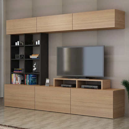 Έπιπλο Τηλεόρασης TV Βάση Σύνθεση Teak Μαύρο | 788DEC3088