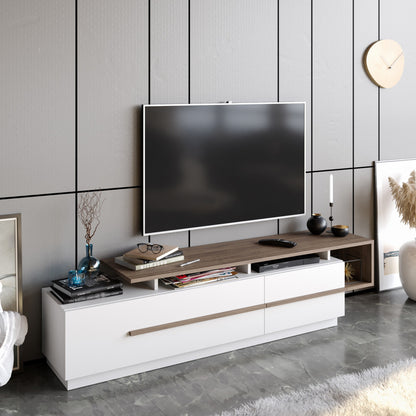 Έπιπλο Τηλεόρασης TV Βάση Σύνθεση Καρυδί Λευκό | 788DEC4040