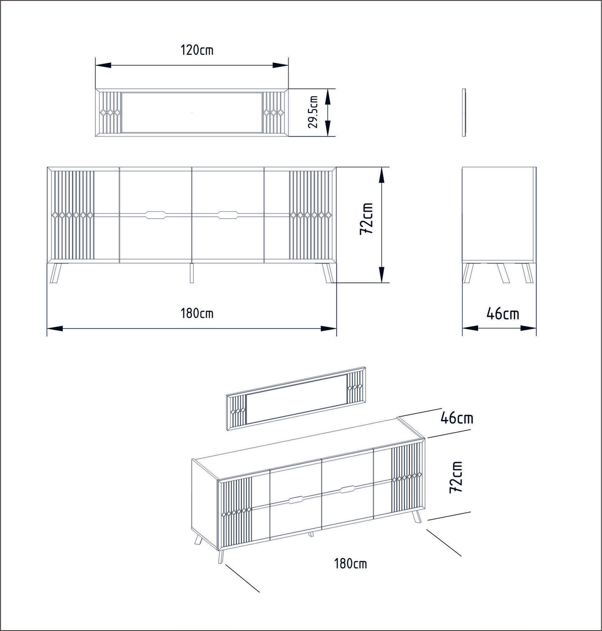 Μπουφές Λευκό 120x46x29,5cm | 788DEC4052