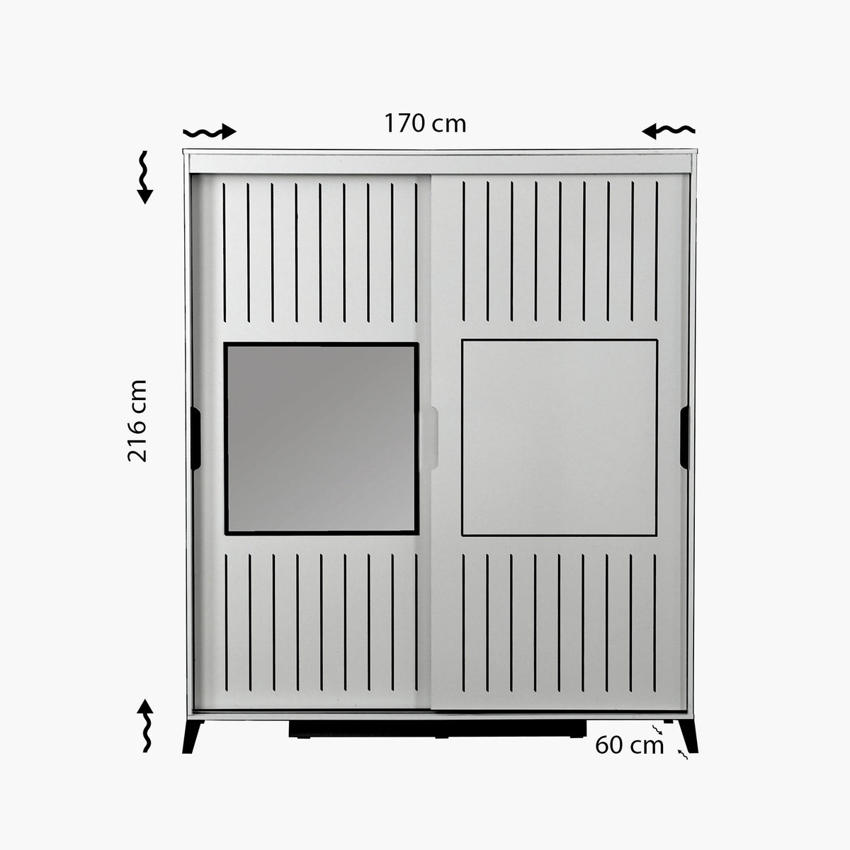 Ντουλάπα 170x216x60 εκ Λευκό 801CMY3412