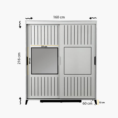 Ντουλάπα 160x216x60 εκ Λευκό 801CMY3413