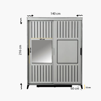 Ντουλάπα 140x216x60 εκ Λευκό 801CMY3415