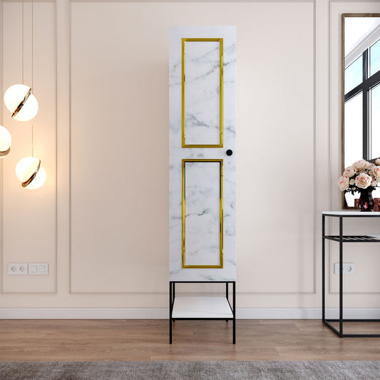 Ντουλάπα 42x200x50 εκ White Black Gold 801CMY3437