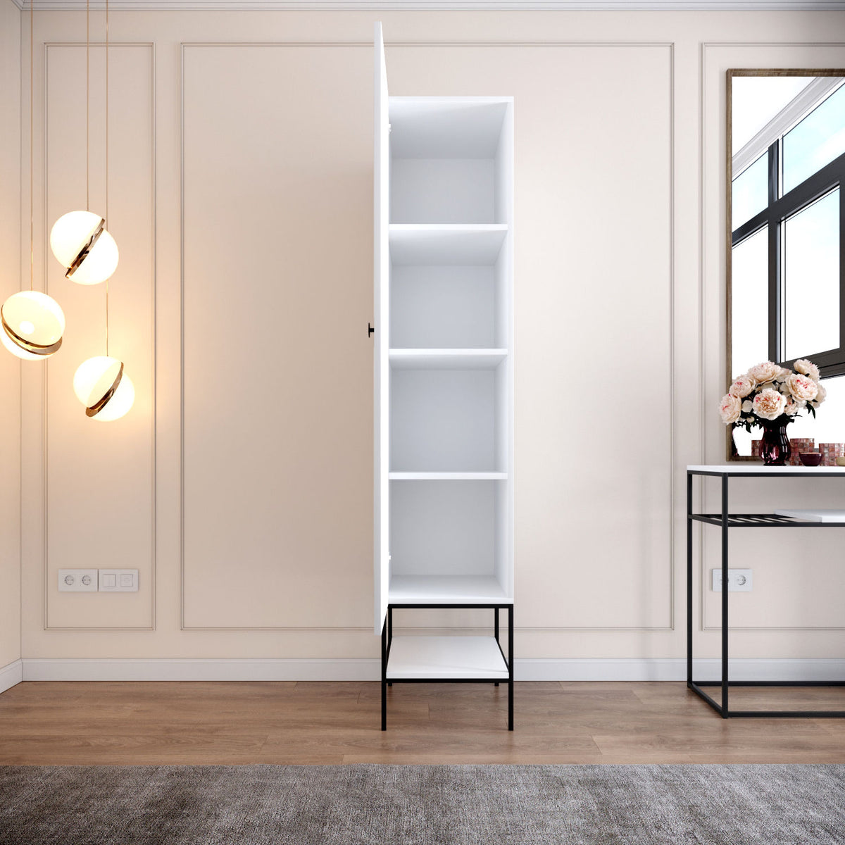 Ντουλάπα 42x200x50 εκ White Black Gold 801CMY3437