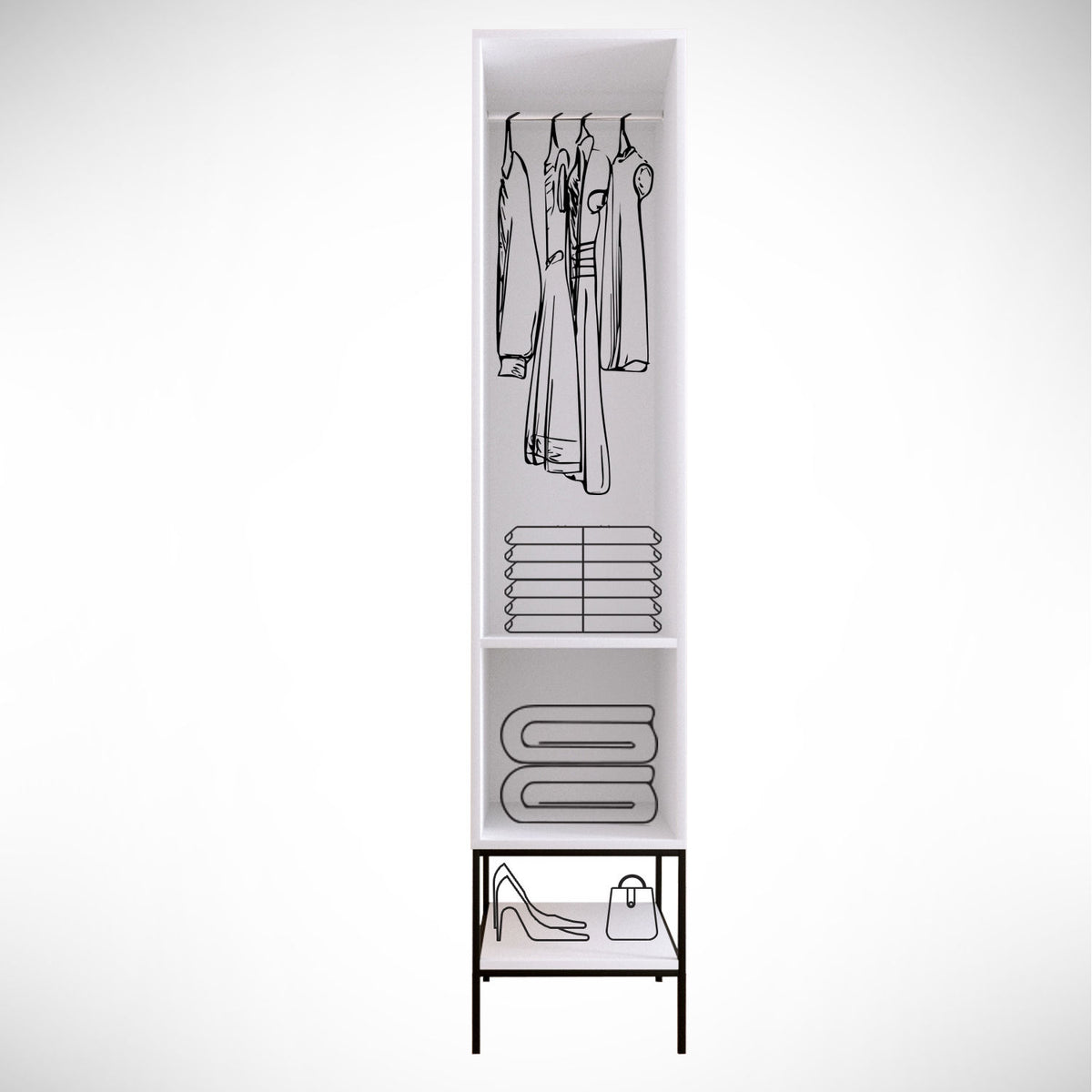 Ντουλάπα 42x200x50 εκ White Black Gold 801CMY3437