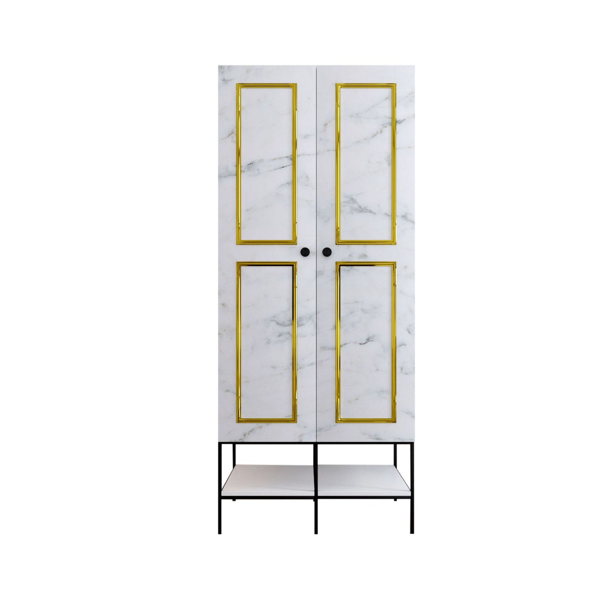 Ντουλάπα 84x200x50 εκ White Black Gold 801CMY3438