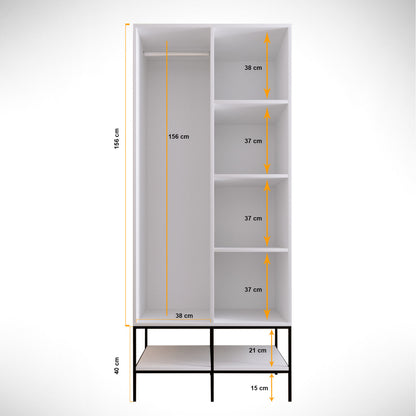 Ντουλάπα 84x200x50 εκ White Black Gold 801CMY3438