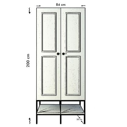 Ντουλάπα 84x200x50 εκ White Black Gold 801CMY3438