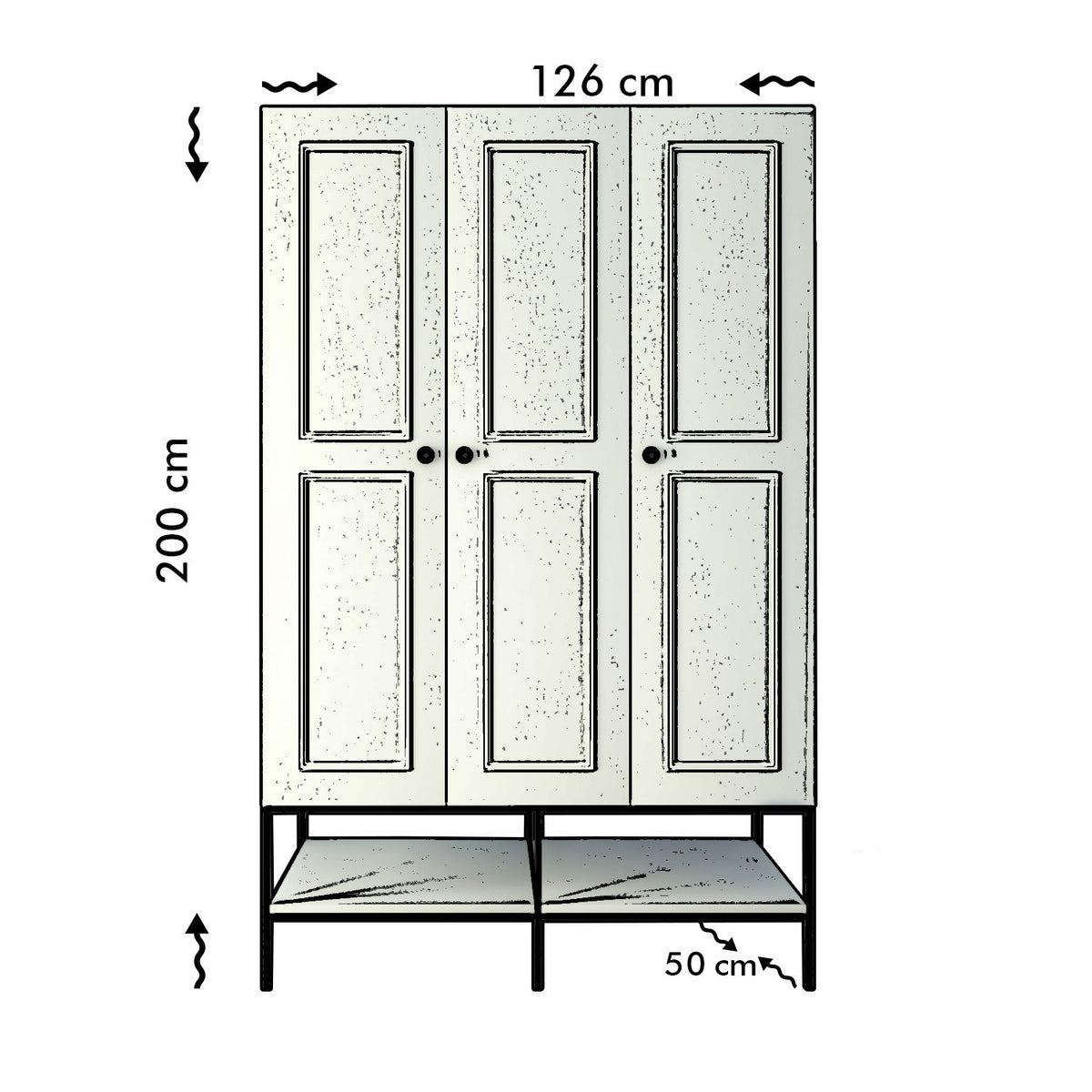 Ντουλάπα 126x200x50 εκ White Black Gold 801CMY3439