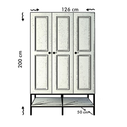 Ντουλάπα 126x200x50 εκ White Black Gold 801CMY3439