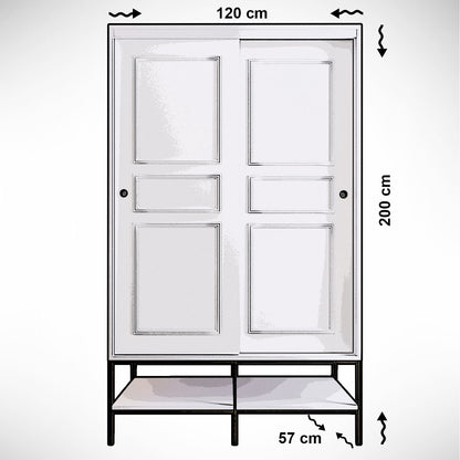 Ντουλάπα 120x200x57 εκ White Black Gold 801CMY3443