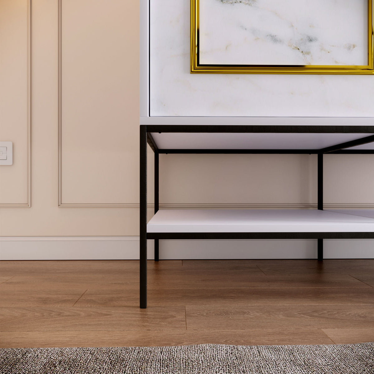 Ντουλάπα 120x200x57 εκ White Black Gold 801CMY3443