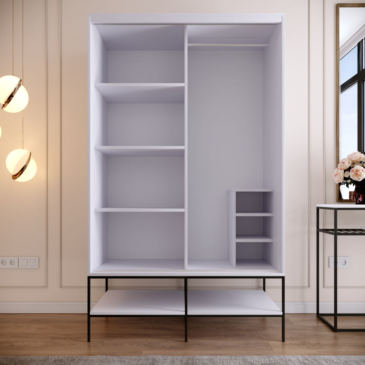 Ντουλάπα 120x200x57 εκ White Black Gold 801CMY3443