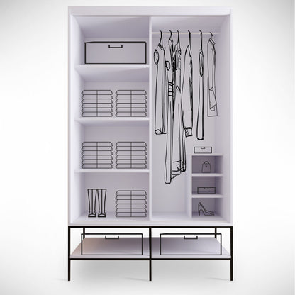 Ντουλάπα 120x200x57 εκ White Black Gold 801CMY3443