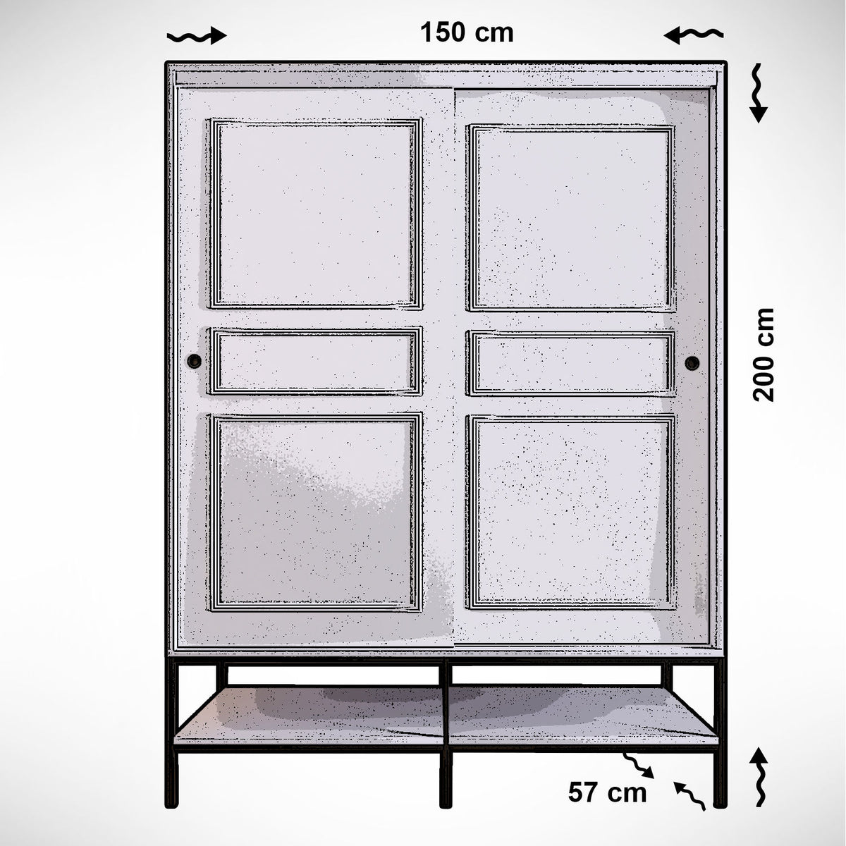 Ντουλάπα 150x200x57 εκ White Black Gold 801CMY3444