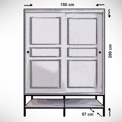 Ντουλάπα 150x200x57 εκ White Black Gold 801CMY3444