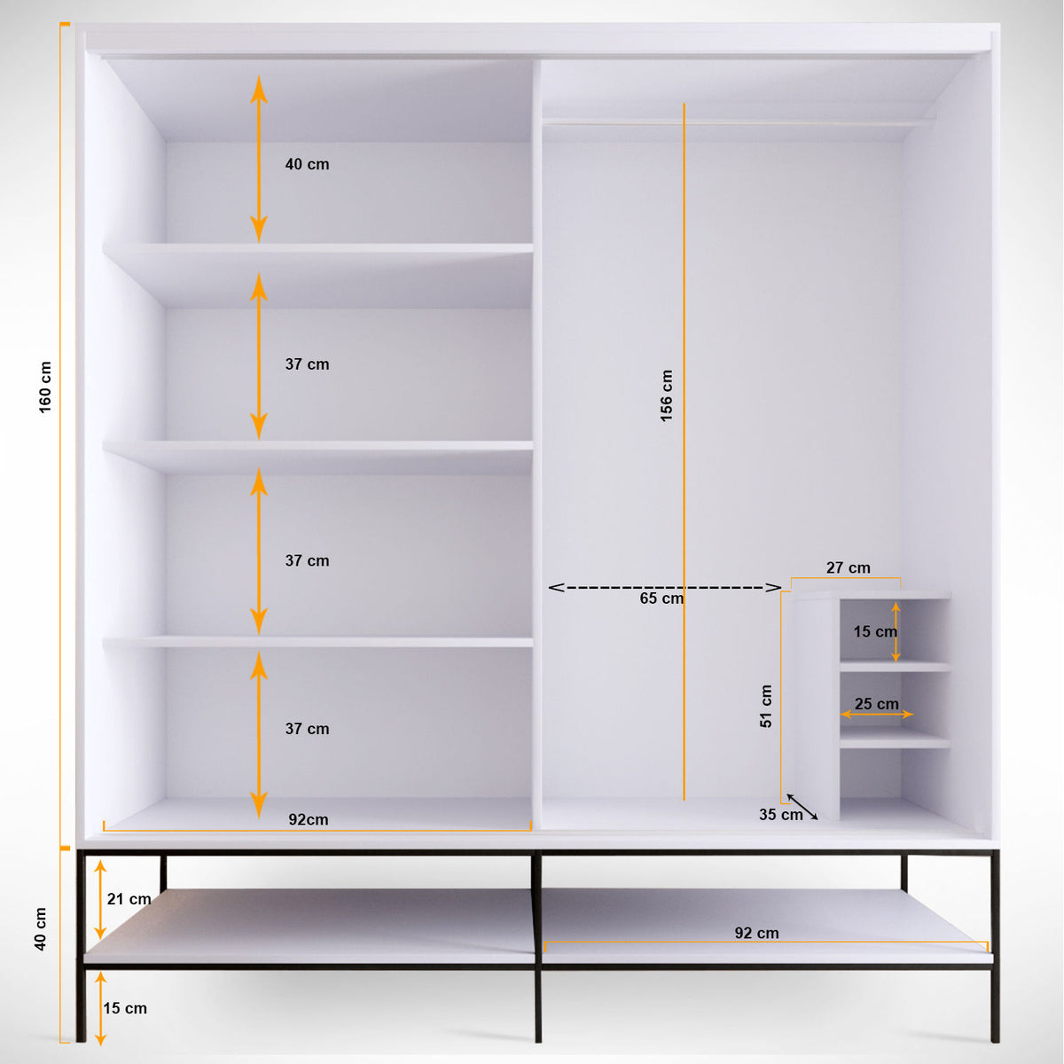 Ντουλάπα 190x200x57 εκ White Black Gold 801CMY3445
