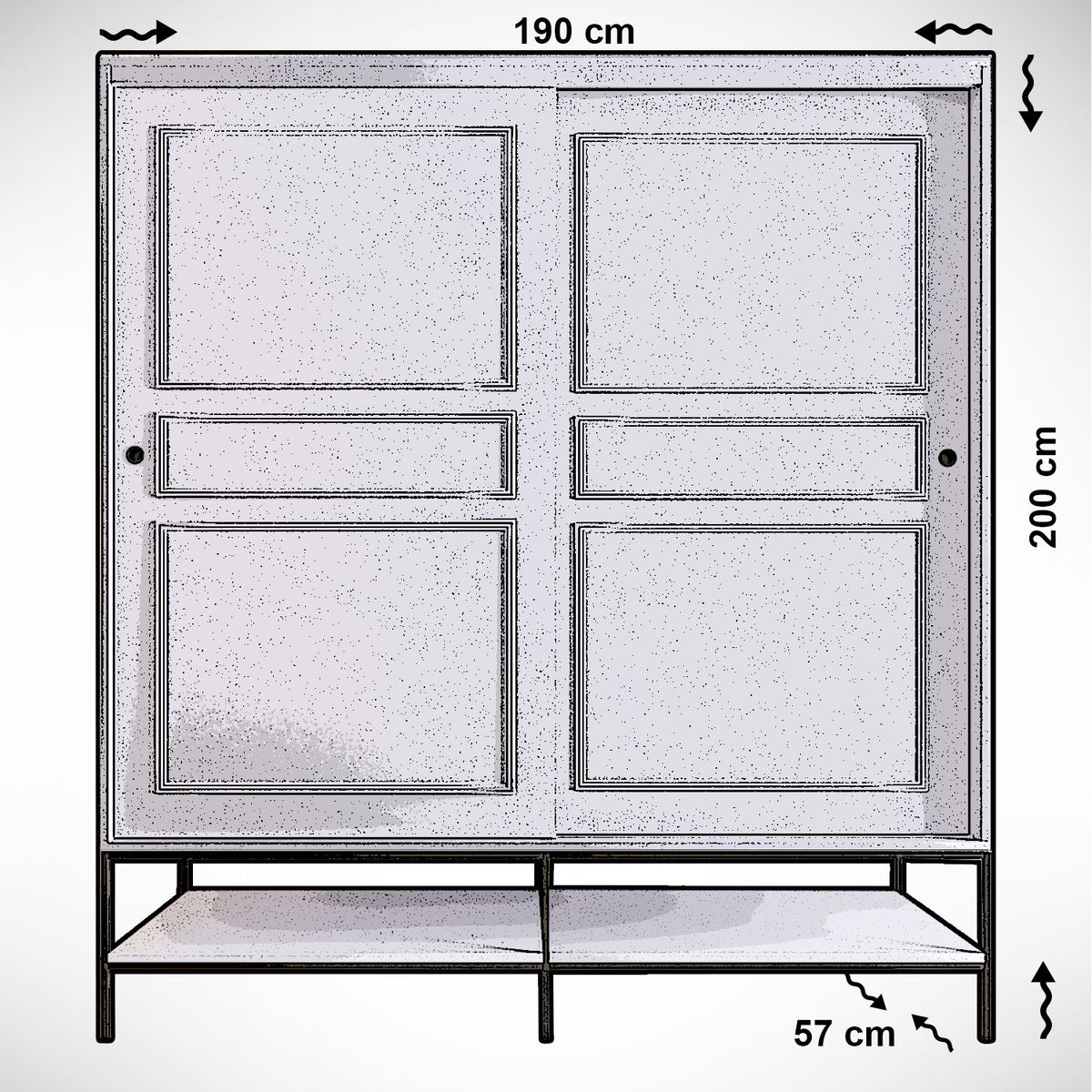 Ντουλάπα 190x200x57 εκ White Black Gold 801CMY3445