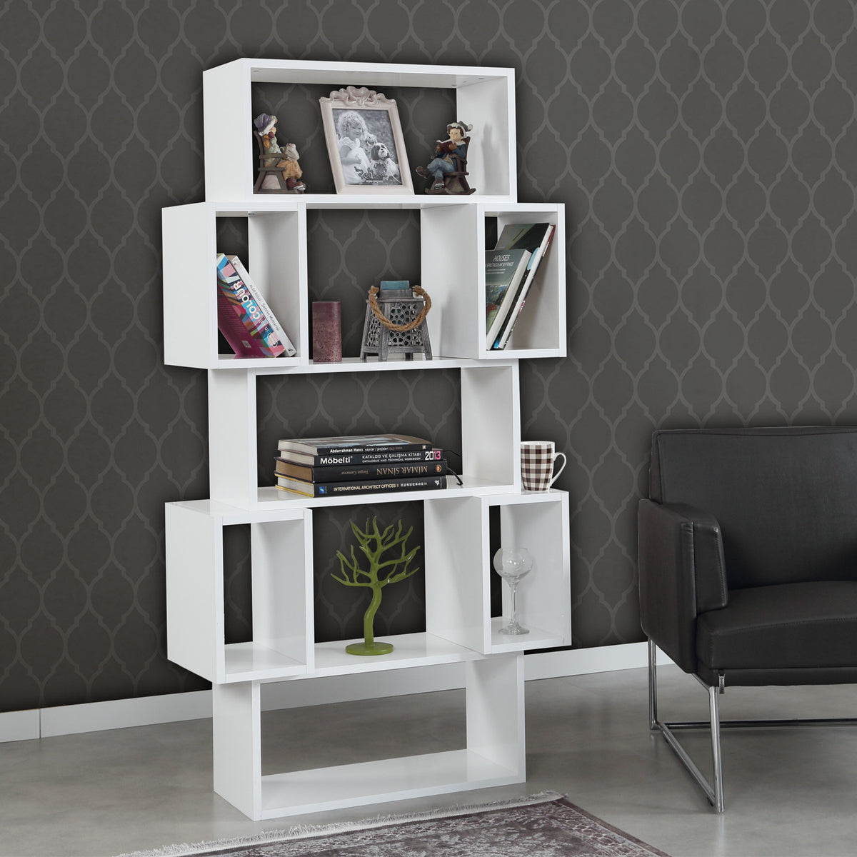 Βιβλιοθήκη 84 × 30 × 160 εκ. Λευκό GR801CMY3604