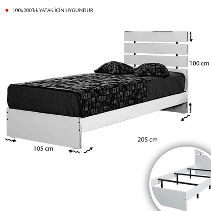 Μονό Κρεβάτι 100x200 cm σε Δρυ Χρώμα με Μεταλλικό Σκελετό και Elegant Minimal Σχεδιασμό | 801CMY5305