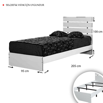 Μονό Κρεβάτι 90x200 cm σε Δρυ Χρώμα με Μεταλλικό Σκελετό και Elegant Minimal Σχεδιασμό | 801CMY5306