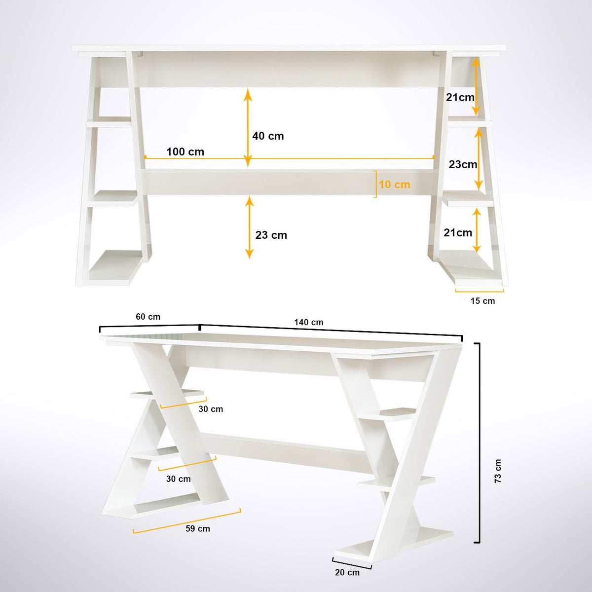 Γραφείο Υπολογιστή και Μελέτης 140x73x60 εκ. Λευκό | 801CMY5423