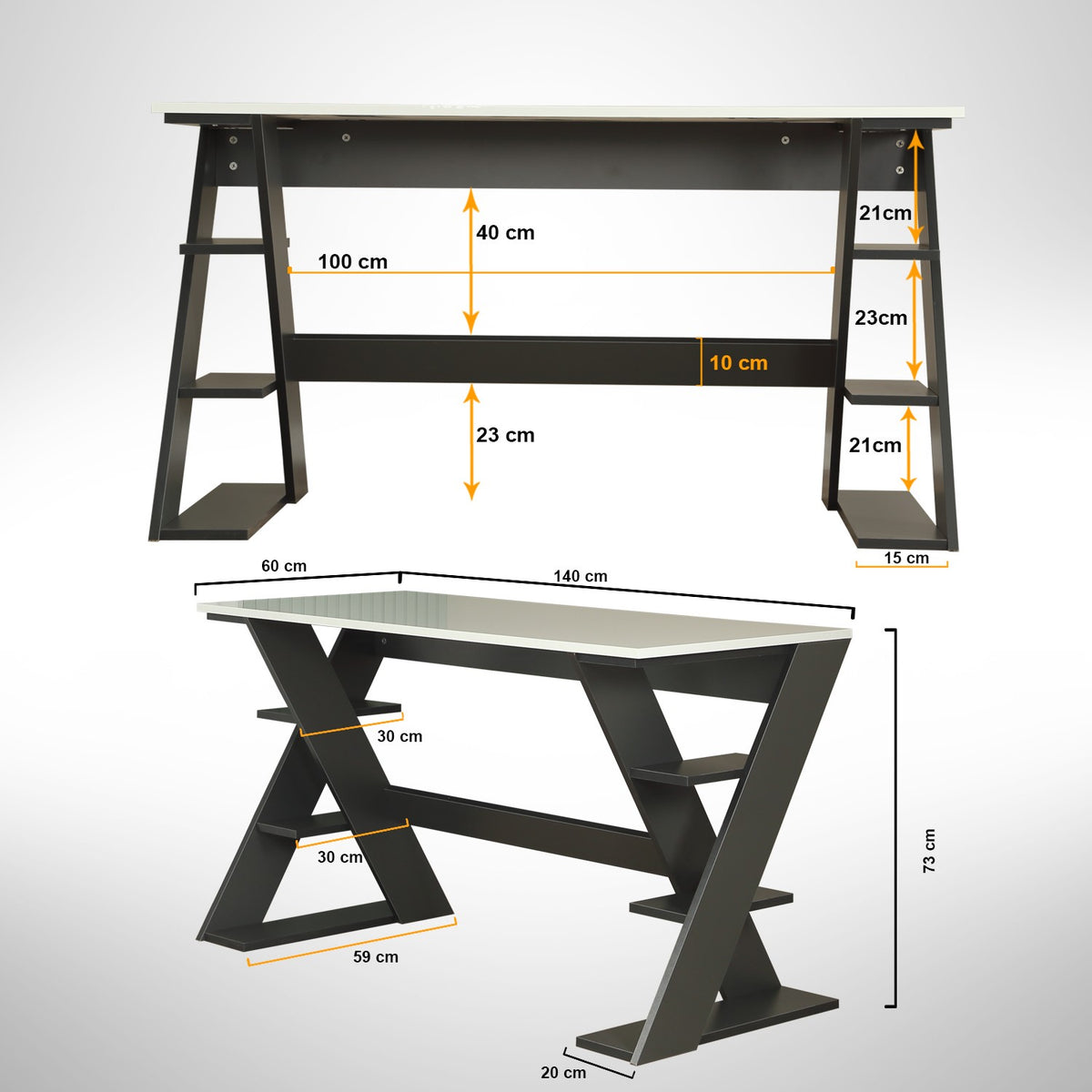 Γραφείο Υπολογιστή και Μελέτης 140x73x60 εκ. Ανθρακί Λευκό | 801CMY5424
