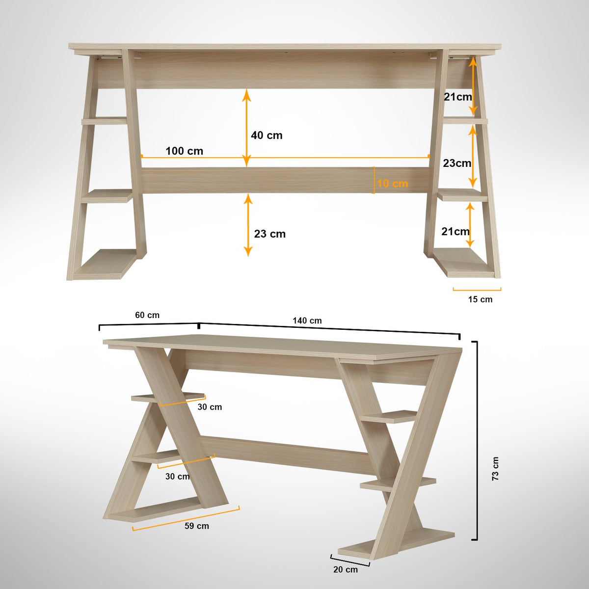 Γραφείο Υπολογιστή και Μελέτης 140x73x60 εκ. Light Δρυς | 801CMY5426
