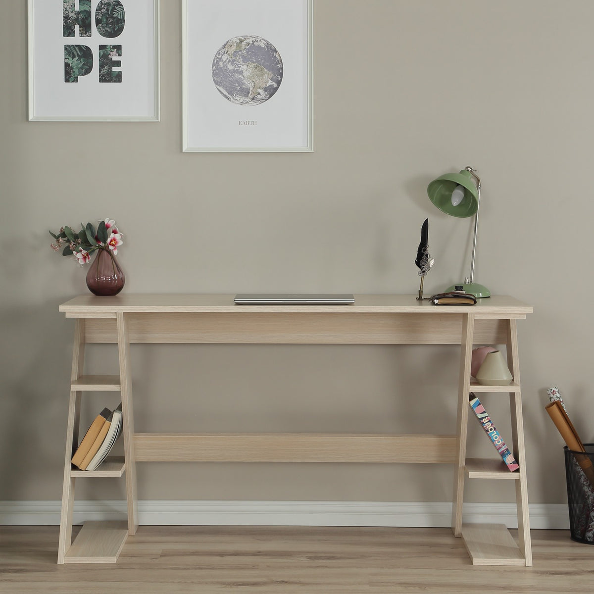 Γραφείο Υπολογιστή και Μελέτης 140x73x60 εκ. Light Δρυς | 801CMY5426