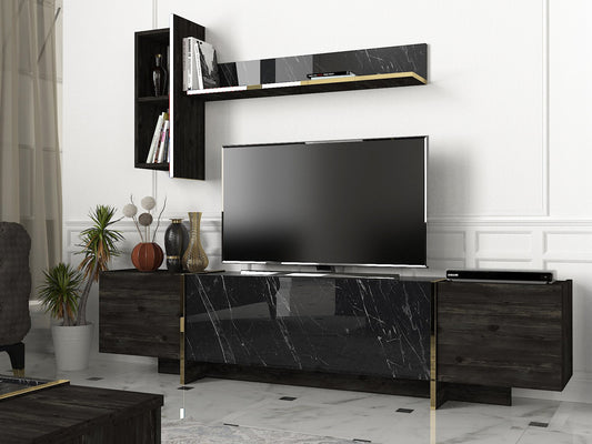 Έπιπλο Τηλεόρασης TV Βάση Σύνθεση Μαύρο Χρυσό | 804TRH3051