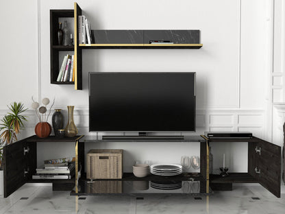 Έπιπλο Τηλεόρασης TV Βάση Σύνθεση Μαύρο Χρυσό | 804TRH3051