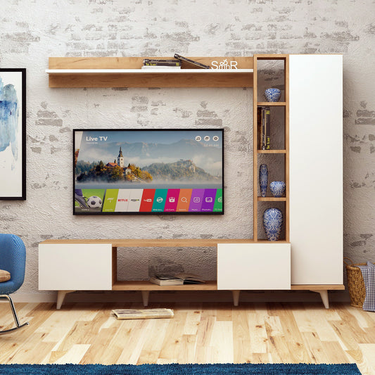 Έπιπλο Τηλεόρασης TV Βάση Σύνθεση Δρυς Λευκό | 811MDD3003