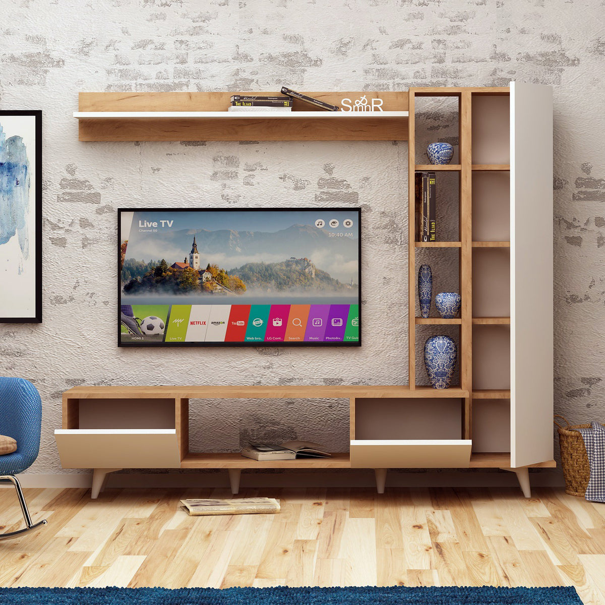 Έπιπλο Τηλεόρασης TV Βάση Σύνθεση Δρυς Λευκό | 811MDD3003