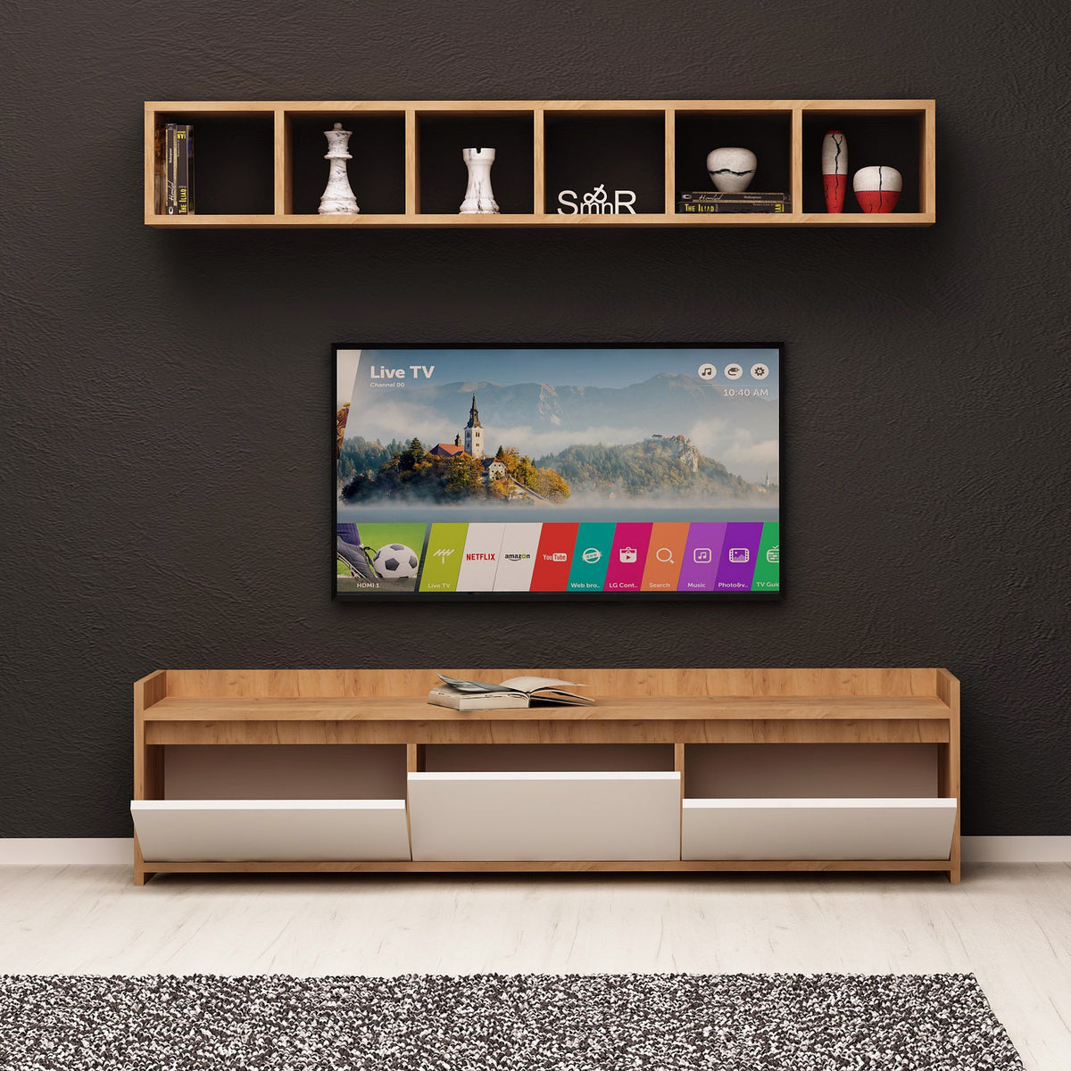 Έπιπλο Τηλεόρασης TV Βάση Σύνθεση Δρυς Λευκό | 811MDD3004