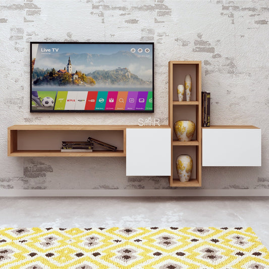 Έπιπλο Τηλεόρασης TV Βάση Σύνθεση Δρυς Λευκό | 811MDD3005