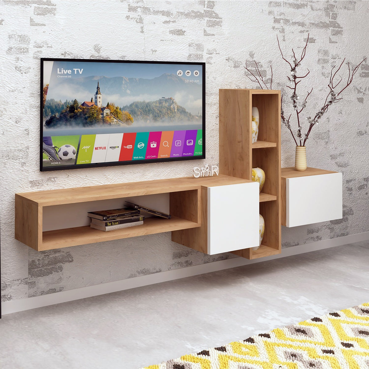 Έπιπλο Τηλεόρασης TV Βάση Σύνθεση Δρυς Λευκό | 811MDD3005