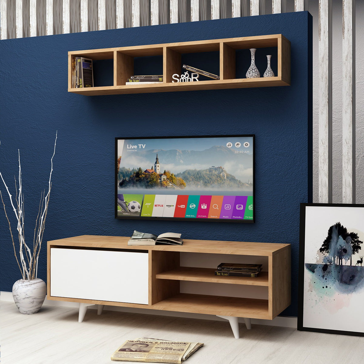 Έπιπλο Τηλεόρασης TV Βάση Σύνθεση Δρυς Λευκό | 811MDD3006
