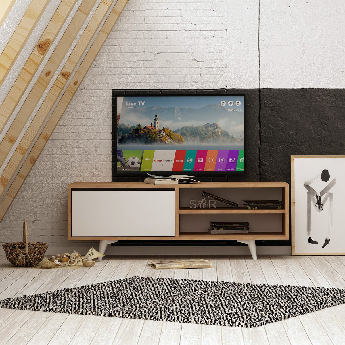 Έπιπλο Τηλεόρασης TV Βάση Σύνθεση Δρυς Λευκό | 811MDD3007