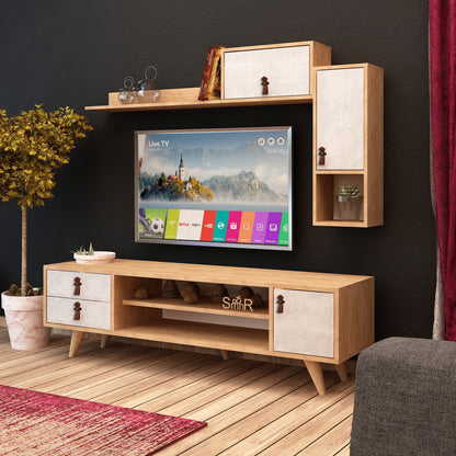 Έπιπλο Τηλεόρασης TV Βάση Σύνθεση Δρυς Λευκό | 811MDD3010