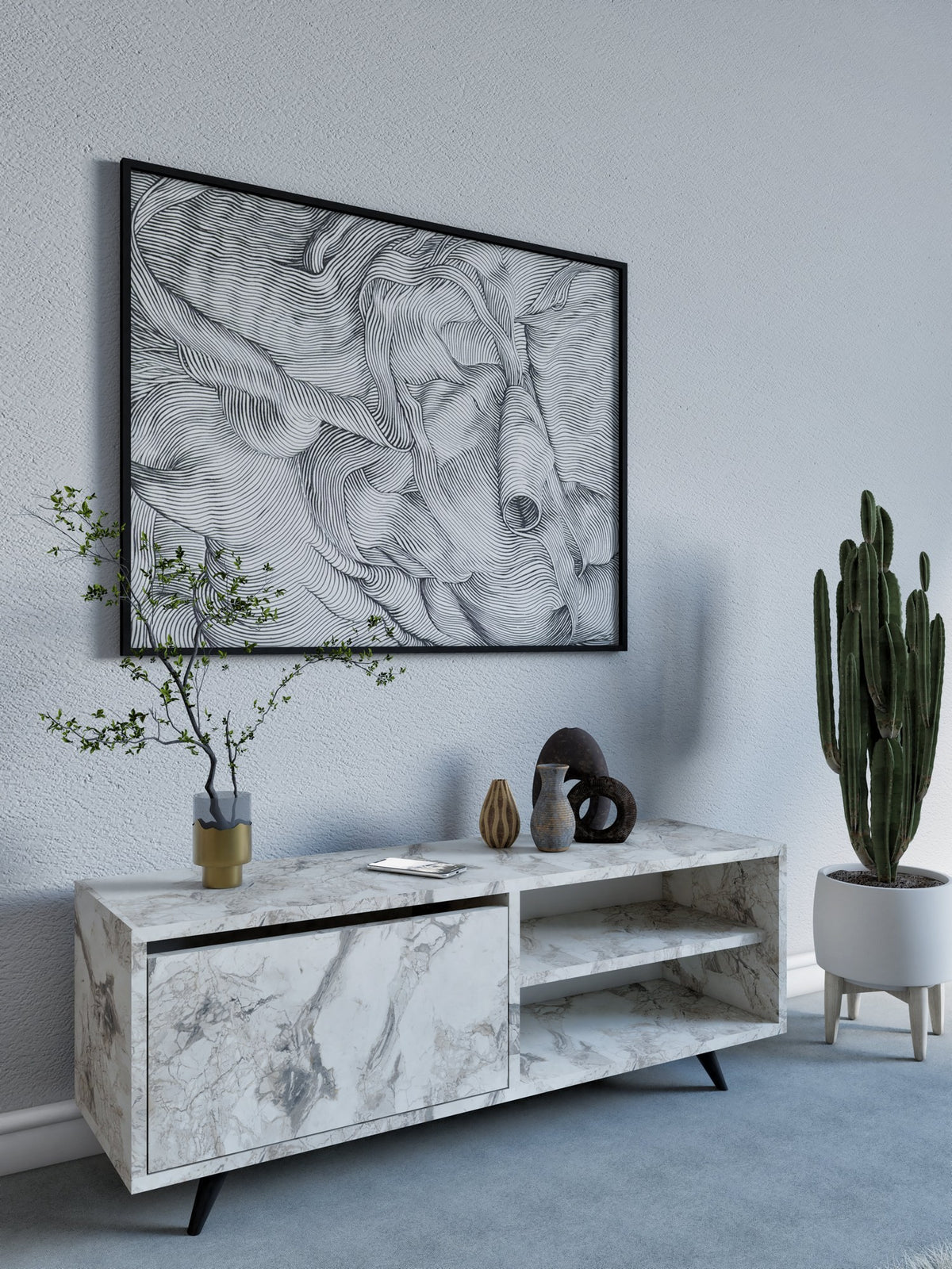 Έπιπλο Τηλεόρασης TV Βάση Σύνθεση Ephesus Marble | 811MDD3024