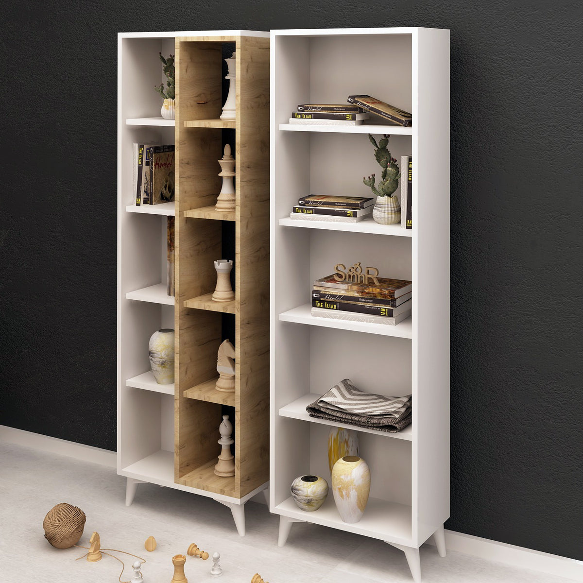 Βιβλιοθήκη 50 × 25 × 162 εκ. Δρυς Λευκό GR811MDD3601