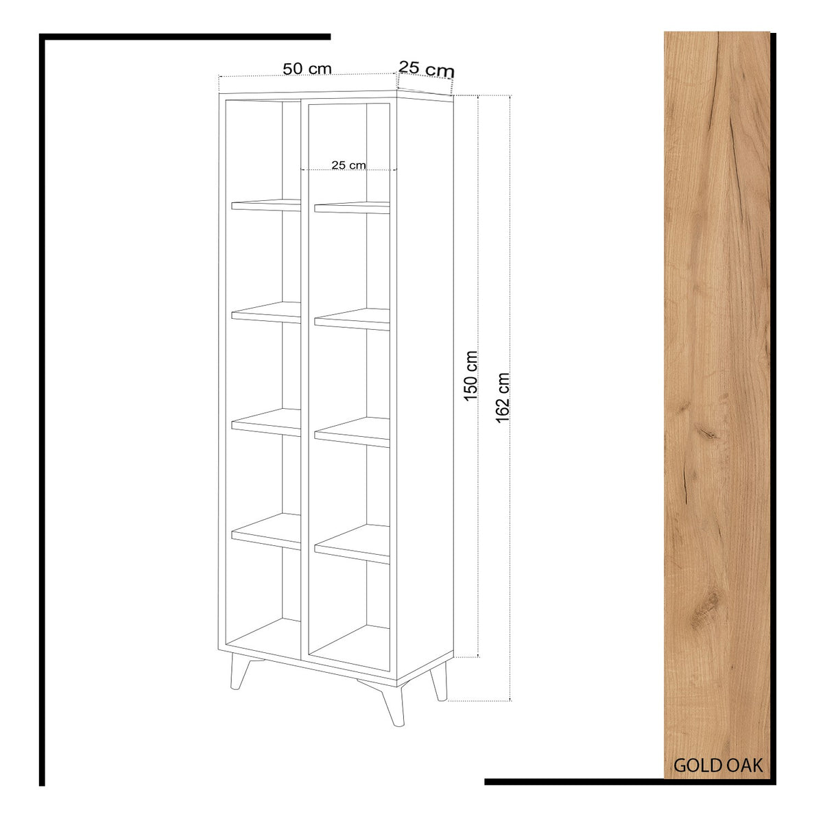Βιβλιοθήκη 50 × 25 × 162 εκ. Λευκό GR811MDD3603