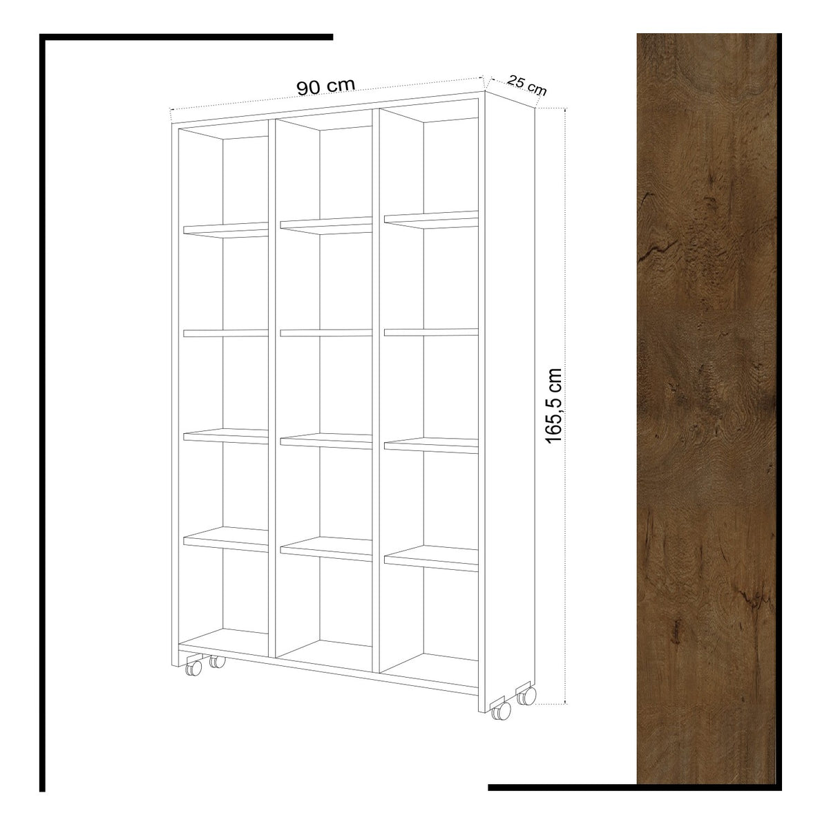Βιβλιοθήκη 90 × 25 × 165,5 εκ. Δρυς GR811MDD3604
