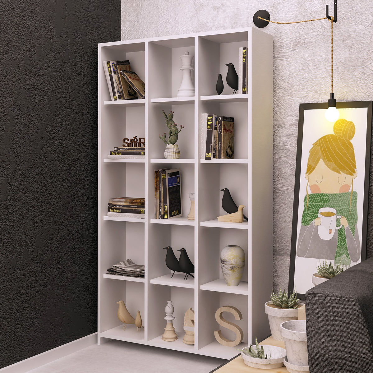 Βιβλιοθήκη 90 × 25 × 160 εκ. Λευκό GR811MDD3605