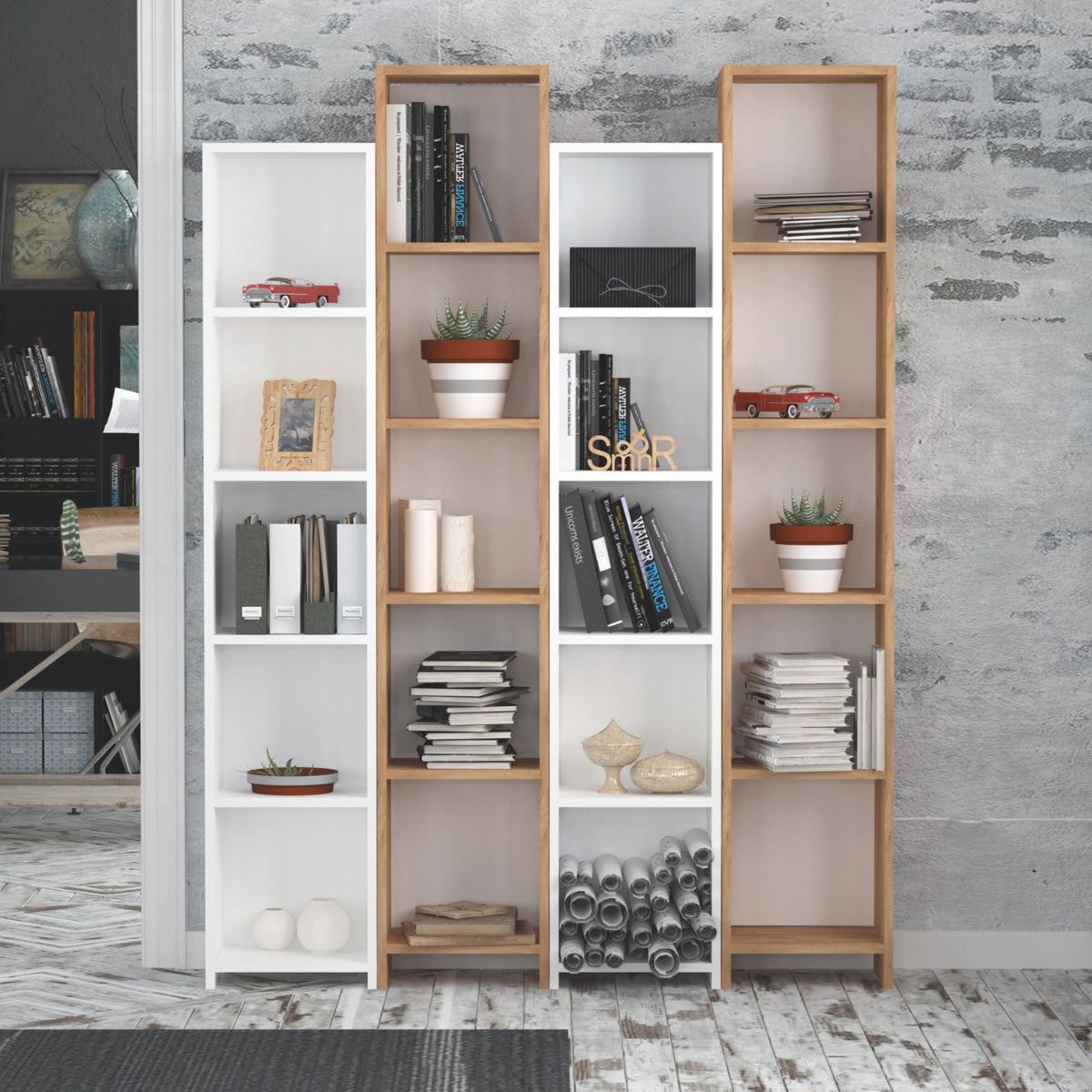 Βιβλιοθήκη 33,6 × 25 × 180 εκ. Δρυς Λευκό GR811MDD3606