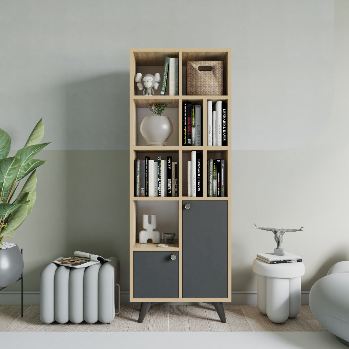 Βιβλιοθήκη 60 × 30 × 170 εκ. Ανθρακί Δρυς GR811MDD3609