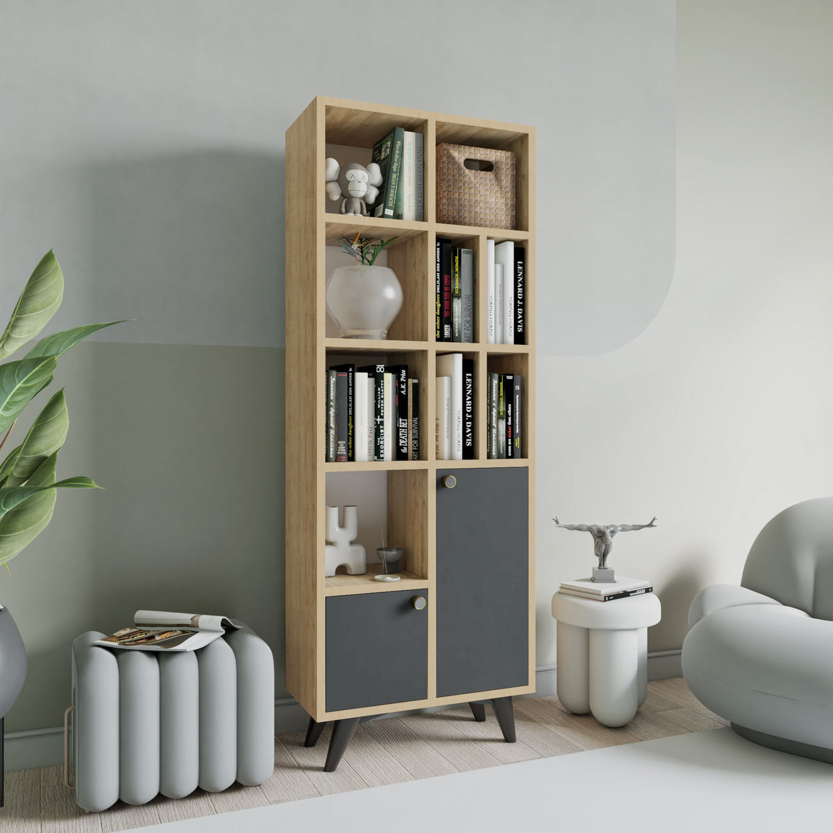 Βιβλιοθήκη 60 × 30 × 170 εκ. Ανθρακί Δρυς GR811MDD3609